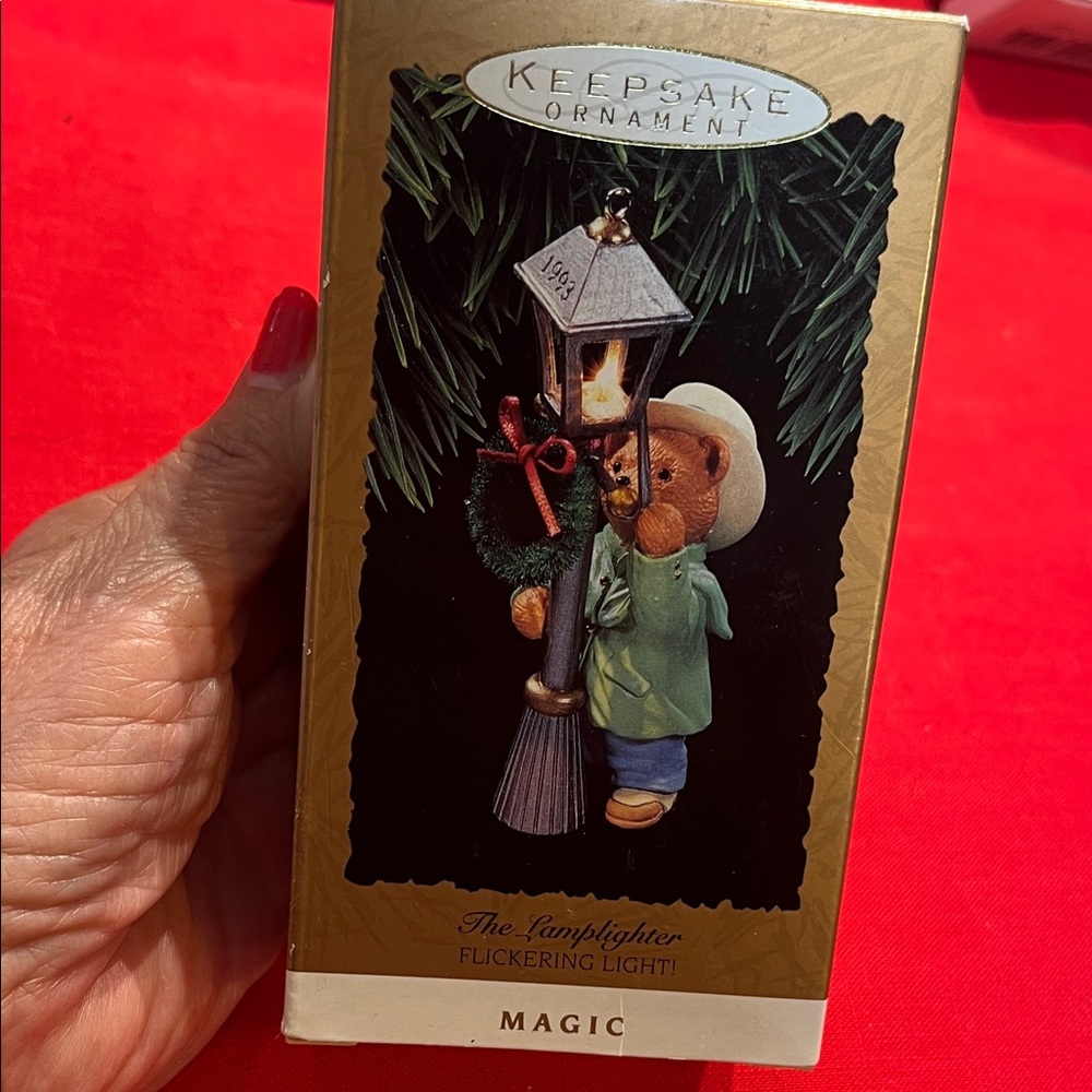 Hallmark Keepsake Ornament - Bear with Lamplighter and Wreath. Handcrafted 1993